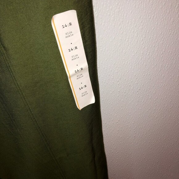 A New Day Slim Ankle Pants Green Elastic In Back Of Waist Side Pockets Size 14 - Picture 5 of 12